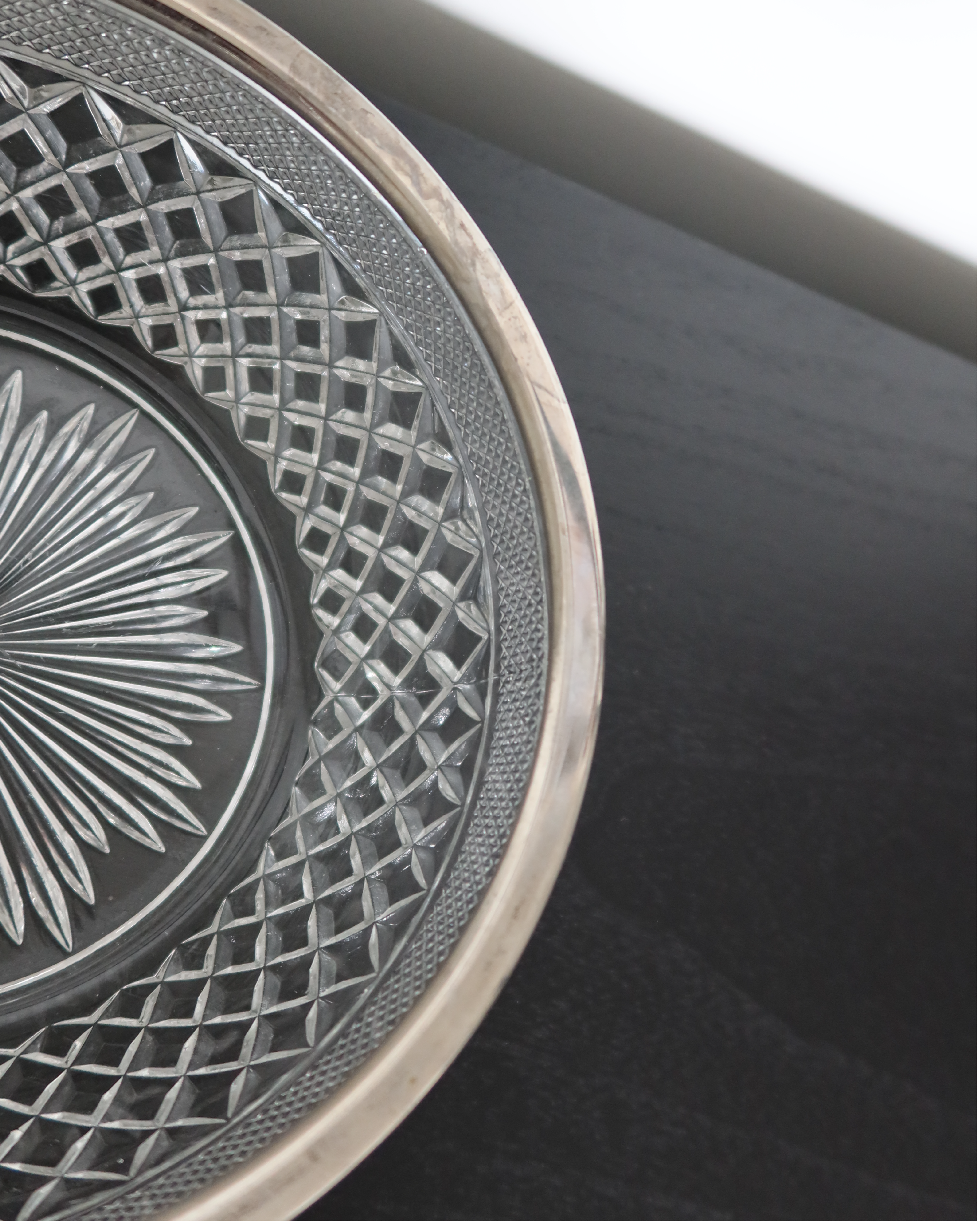 Pippa Pressed Glass Bowl w/ Silver Rim