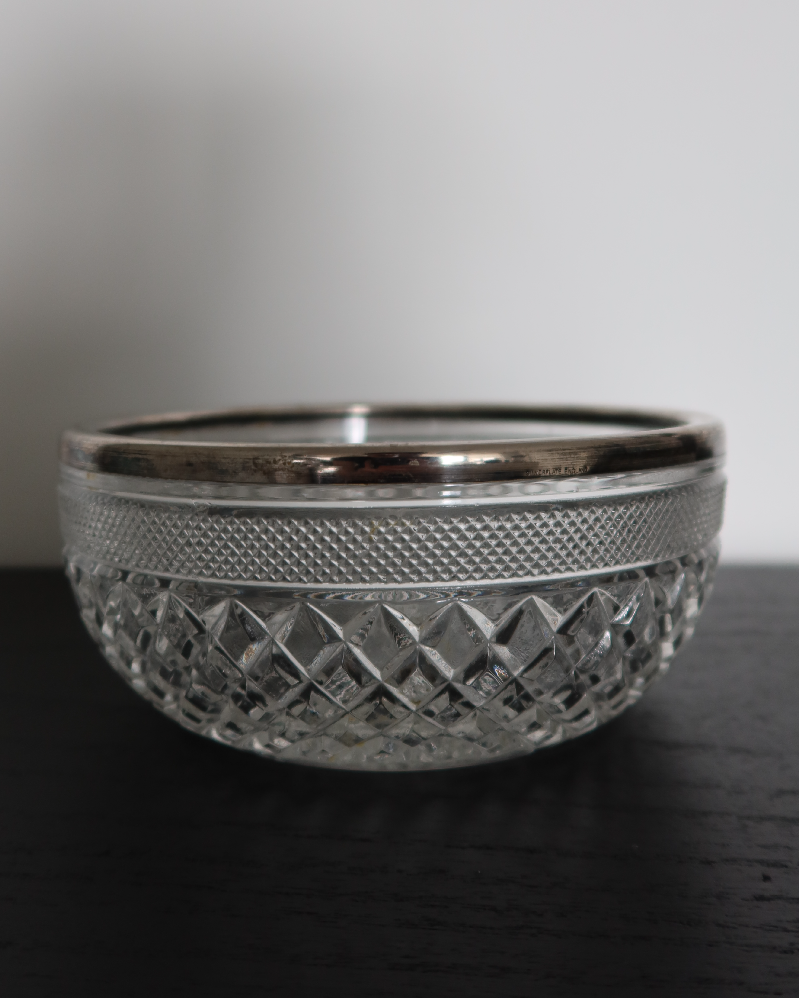 Pippa Pressed Glass Bowl w/ Silver Rim