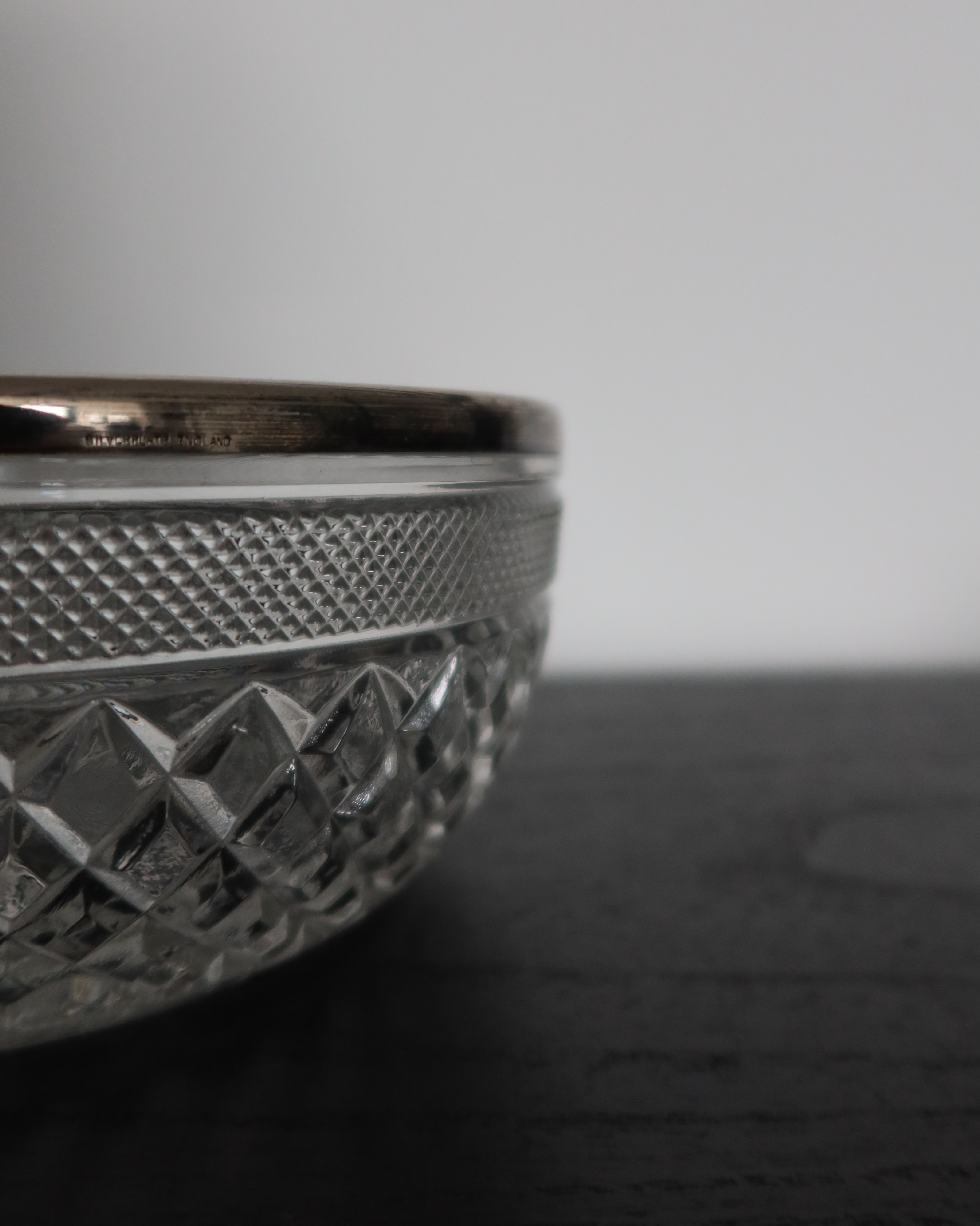 Pippa Pressed Glass Bowl w/ Silver Rim