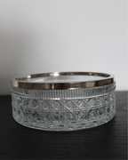 Della 8.75" Cut Glass Bowl w/ Silver Rim