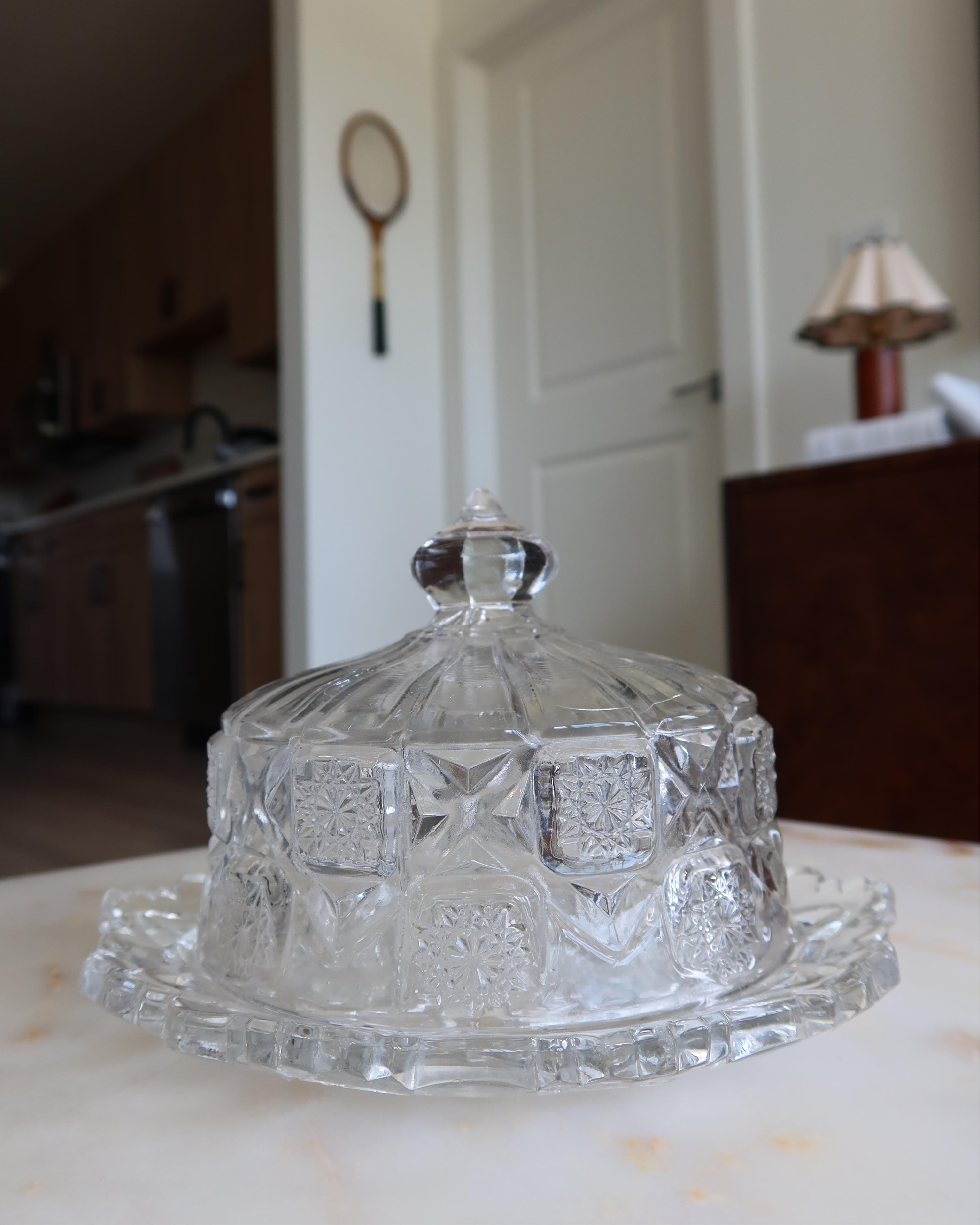 7.25" Crystal Domed Butter Dish