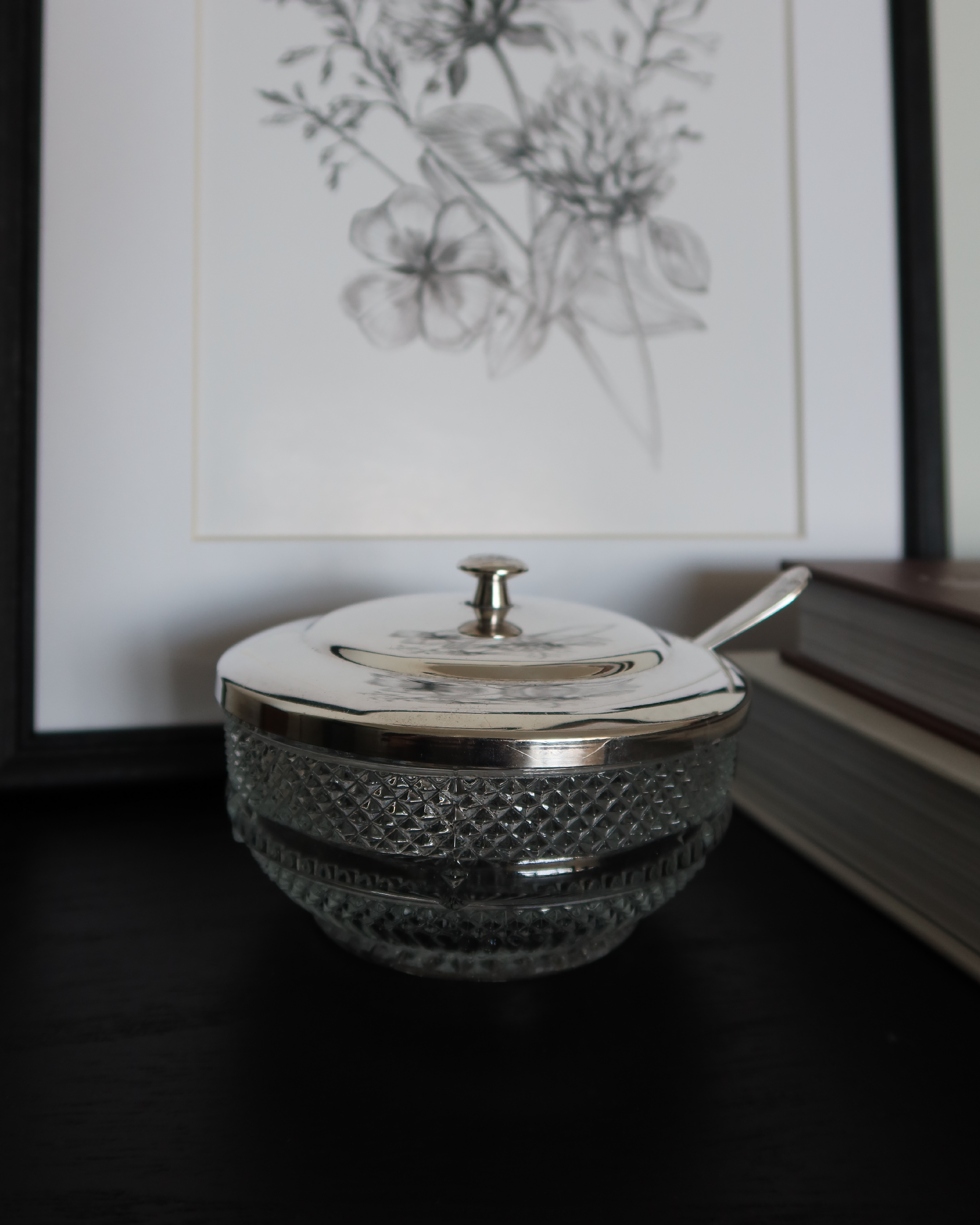 Elsa Crystal Sugar Bowl w/ Silver Lid