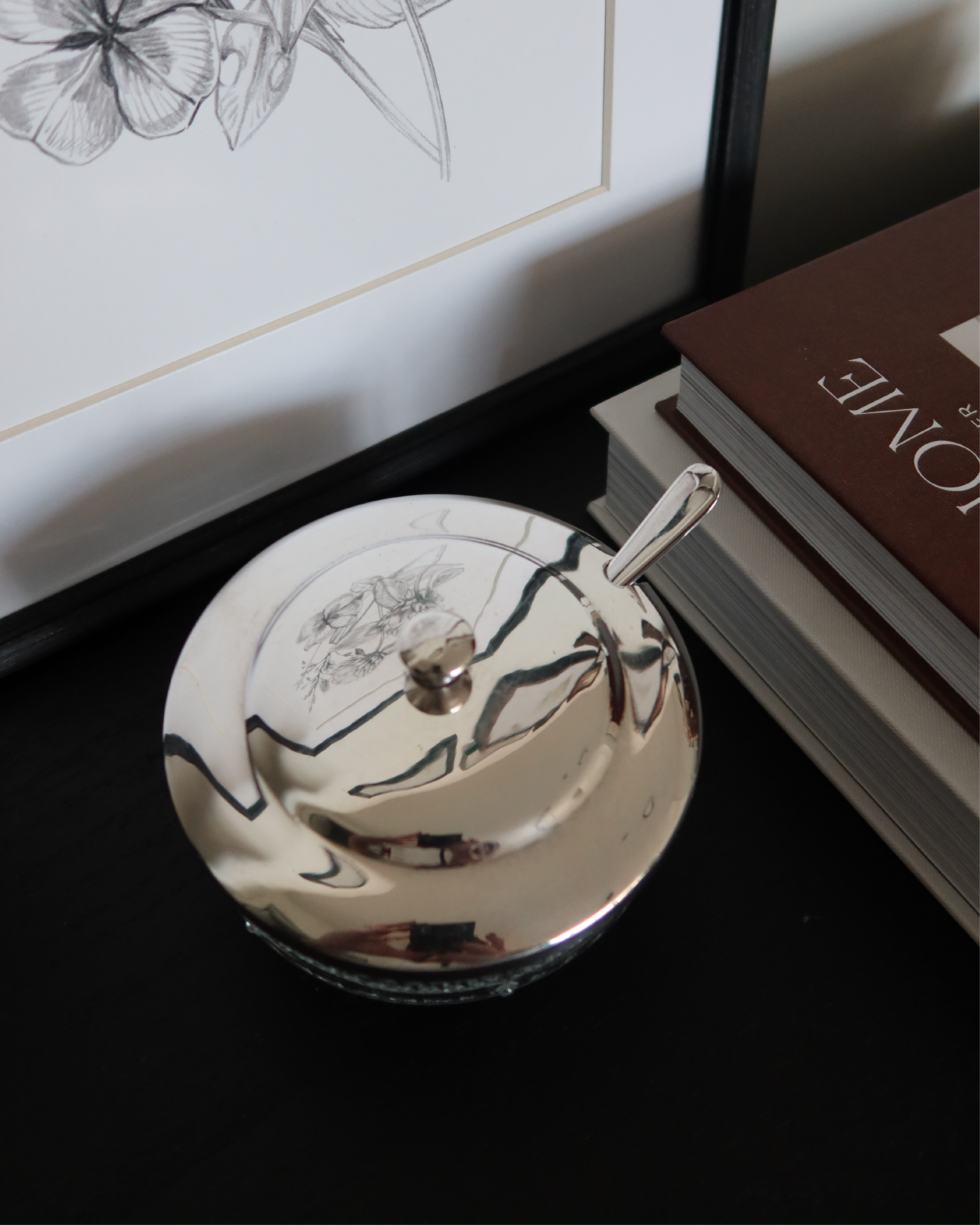 Elsa Crystal Sugar Bowl w/ Silver Lid