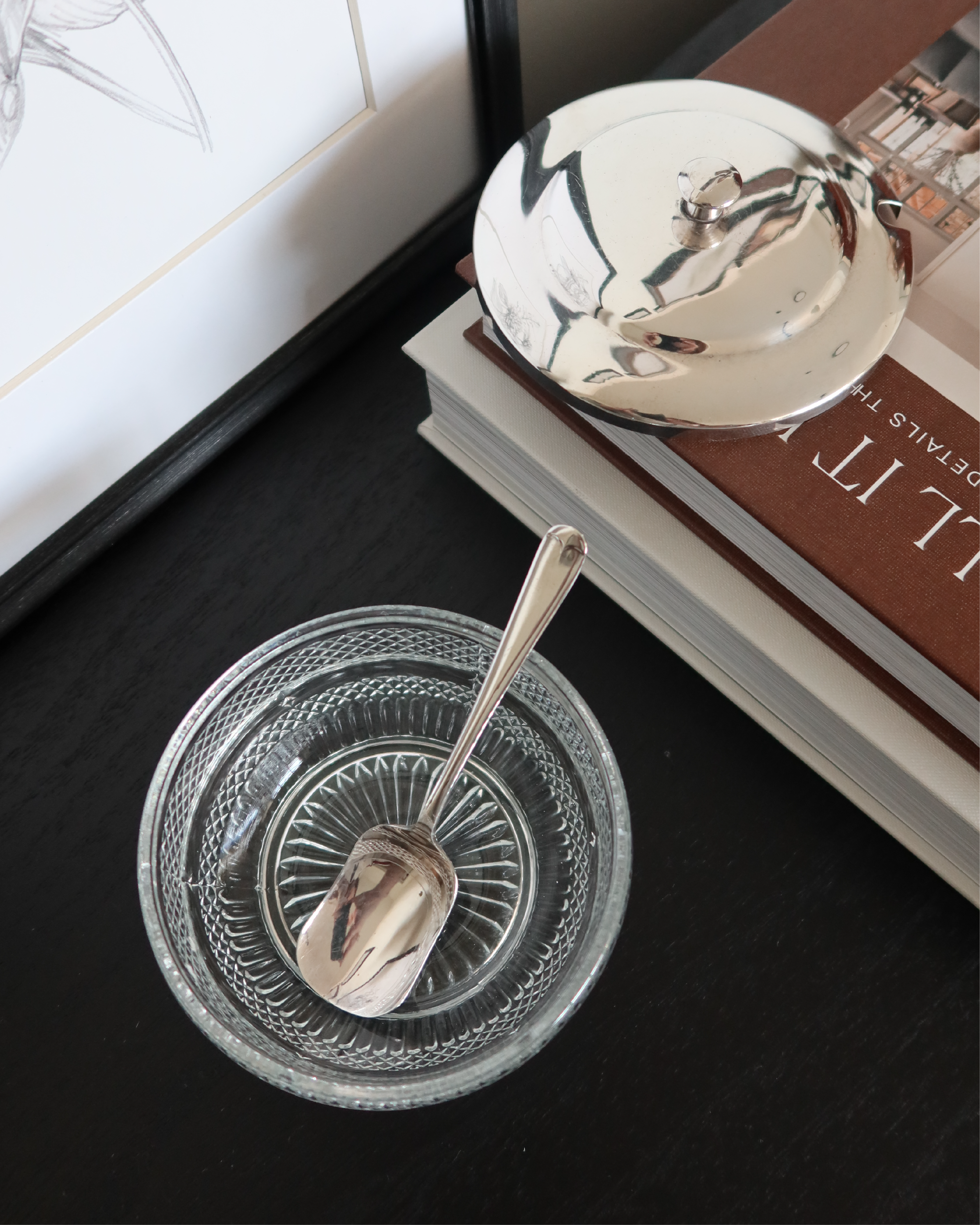 Elsa Crystal Sugar Bowl w/ Silver Lid