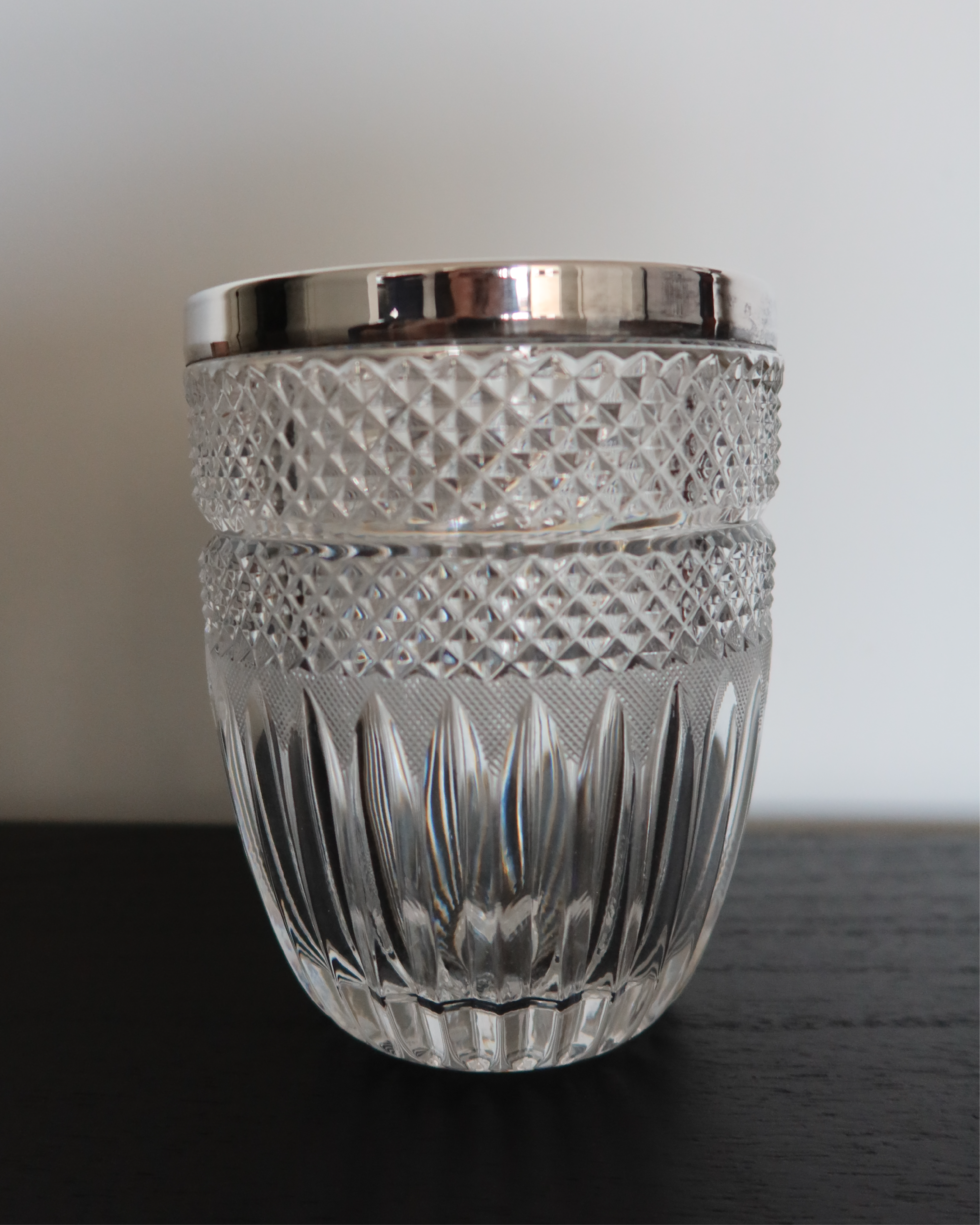 Crystal Wine Bucket w/ Silver Rim