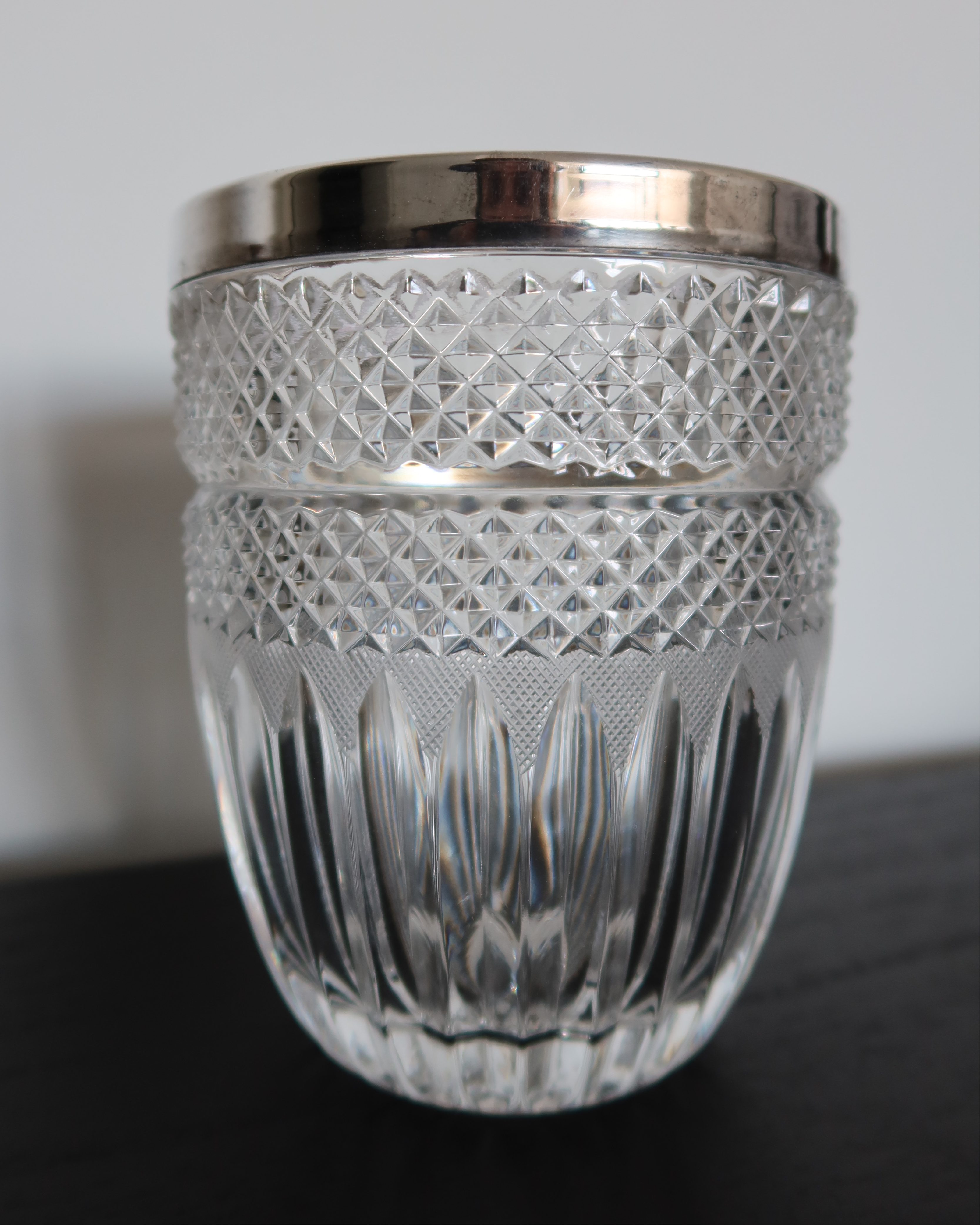 Crystal Wine Bucket w/ Silver Rim