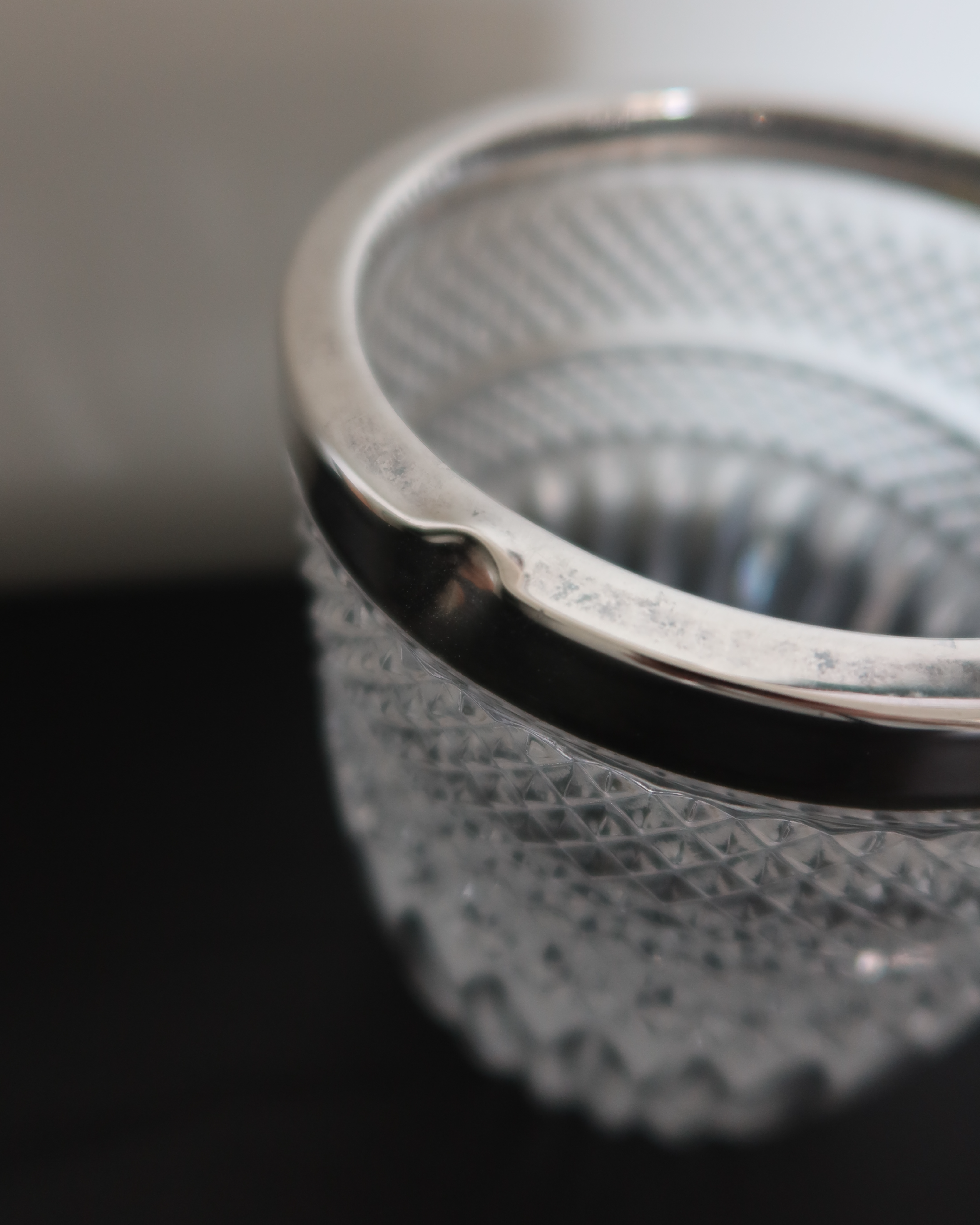 Crystal Wine Bucket w/ Silver Rim