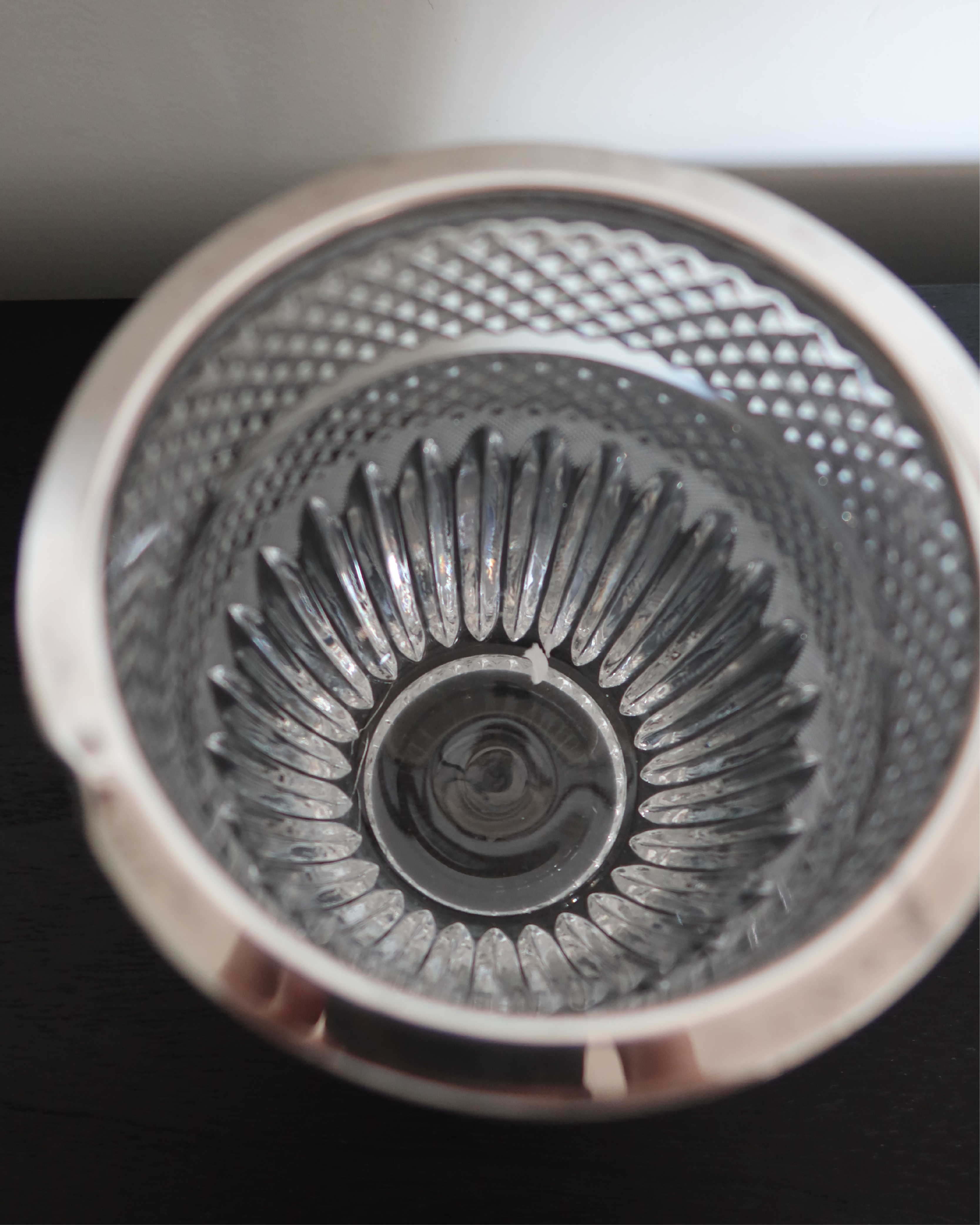 Crystal Wine Bucket w/ Silver Rim