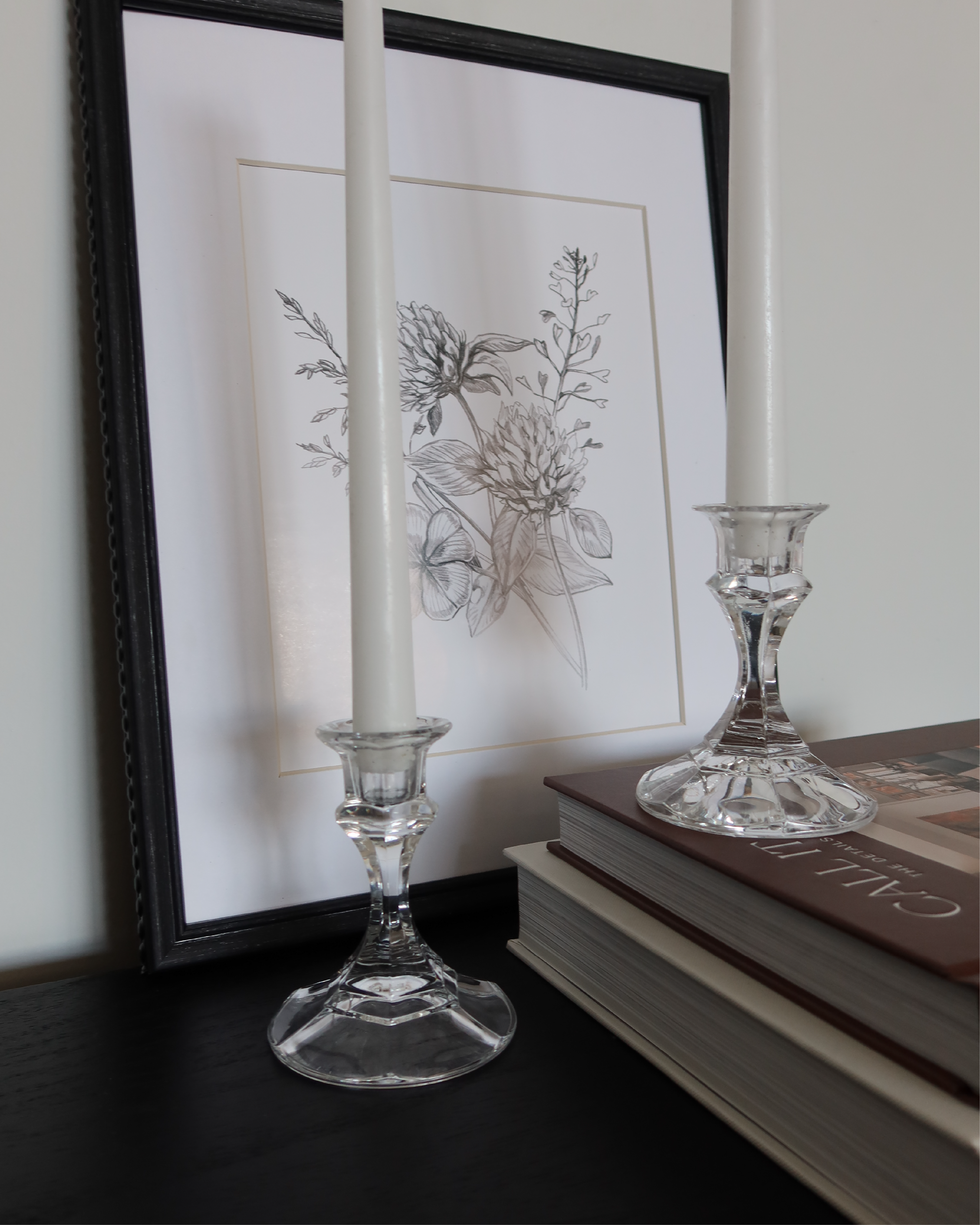 Sylvie 4" Cut Glass Candlesticks, Set of 2
