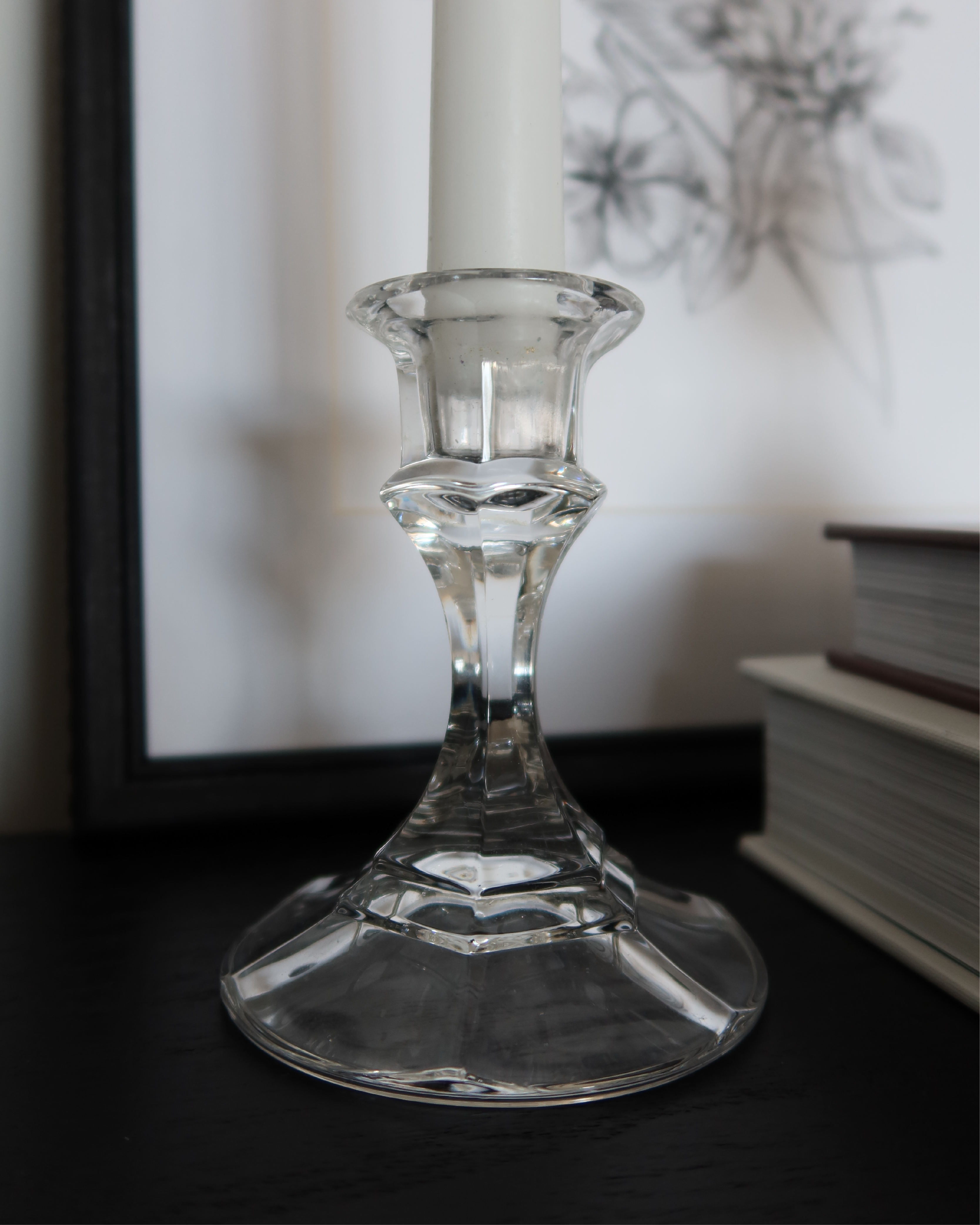 Sylvie 4" Cut Glass Candlesticks, Set of 2