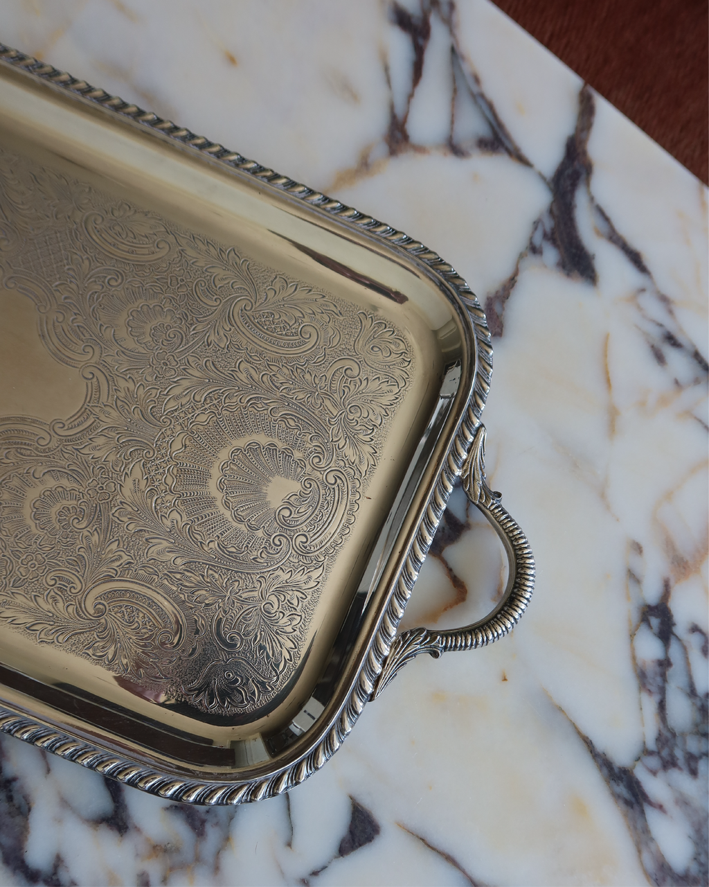 Valeria 22.25" Silver Tray