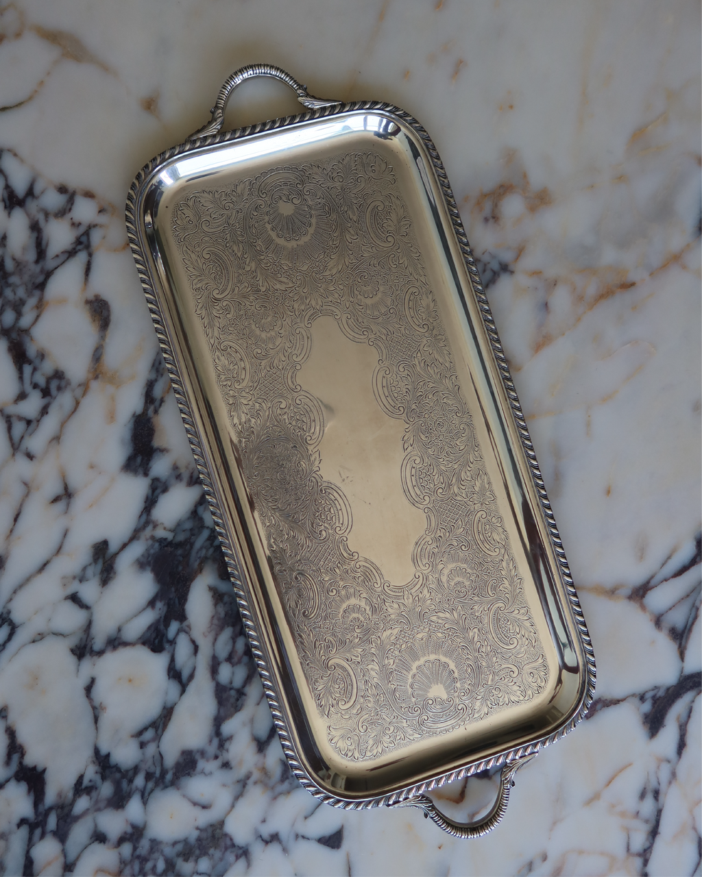 Valeria 22.25" Silver Tray