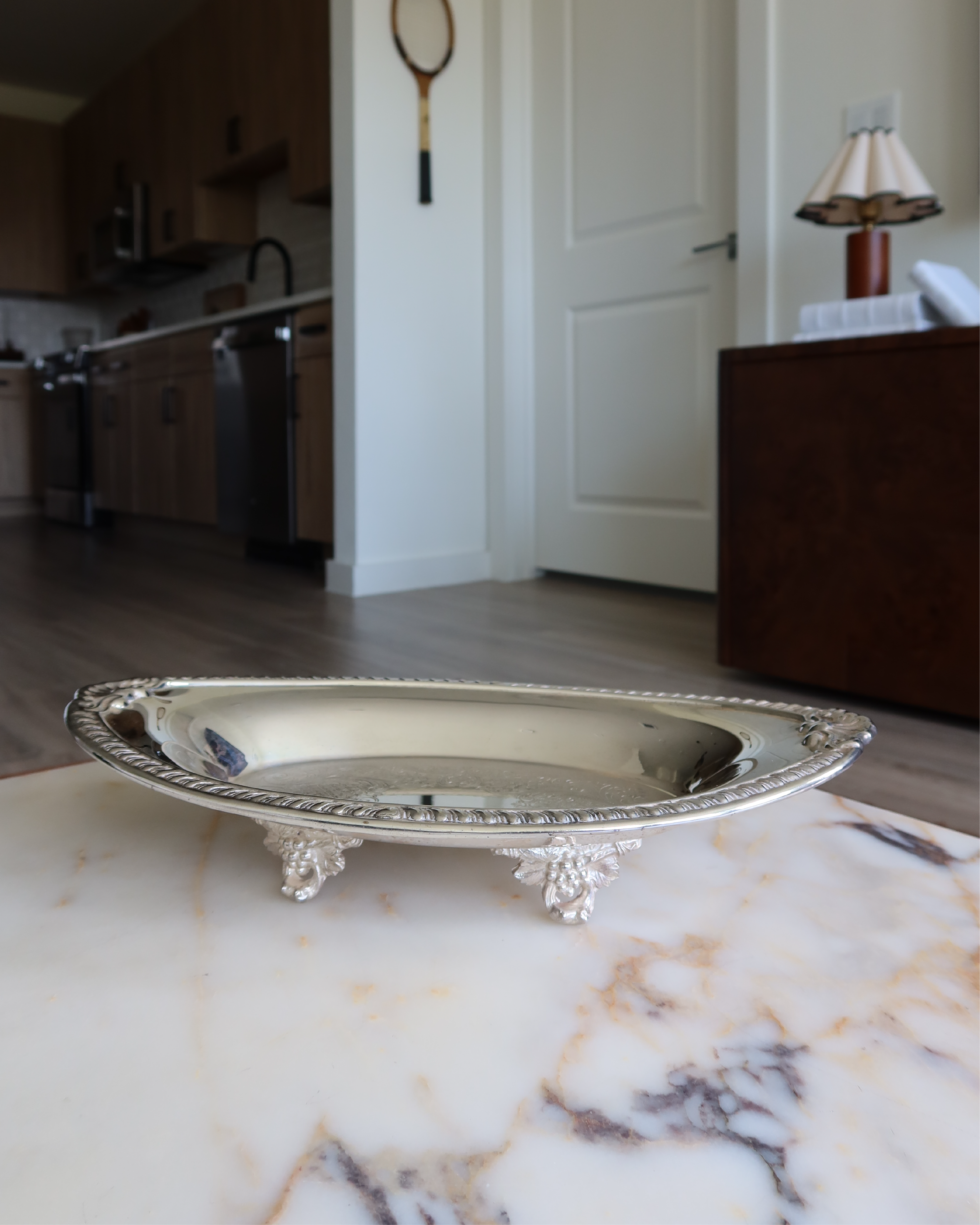 Solene 12.75" Footed Silver Tray