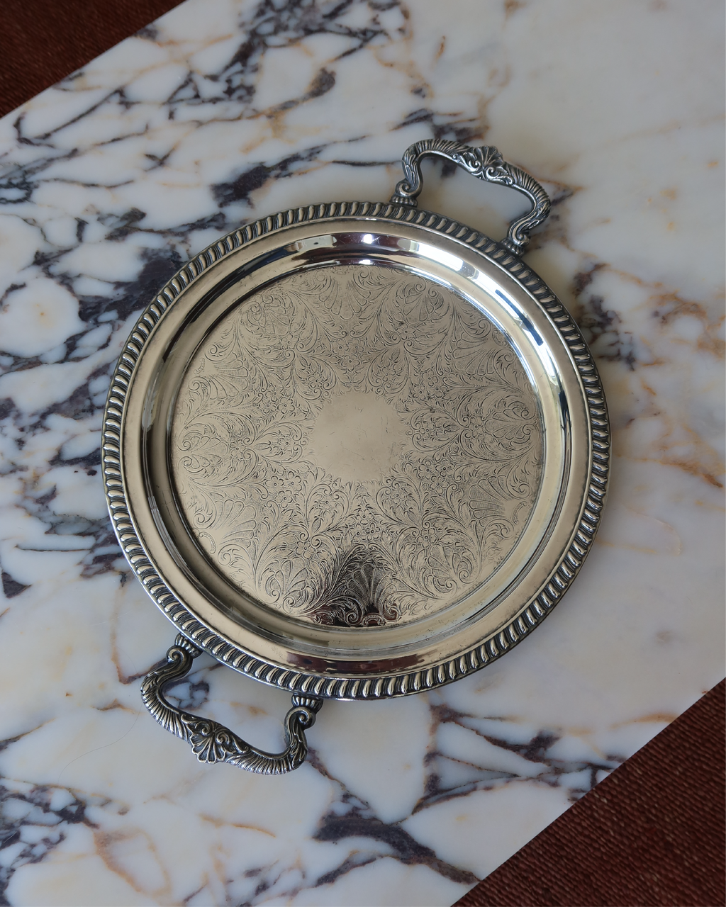 Aveline 17" Silver Tray w/ Handles