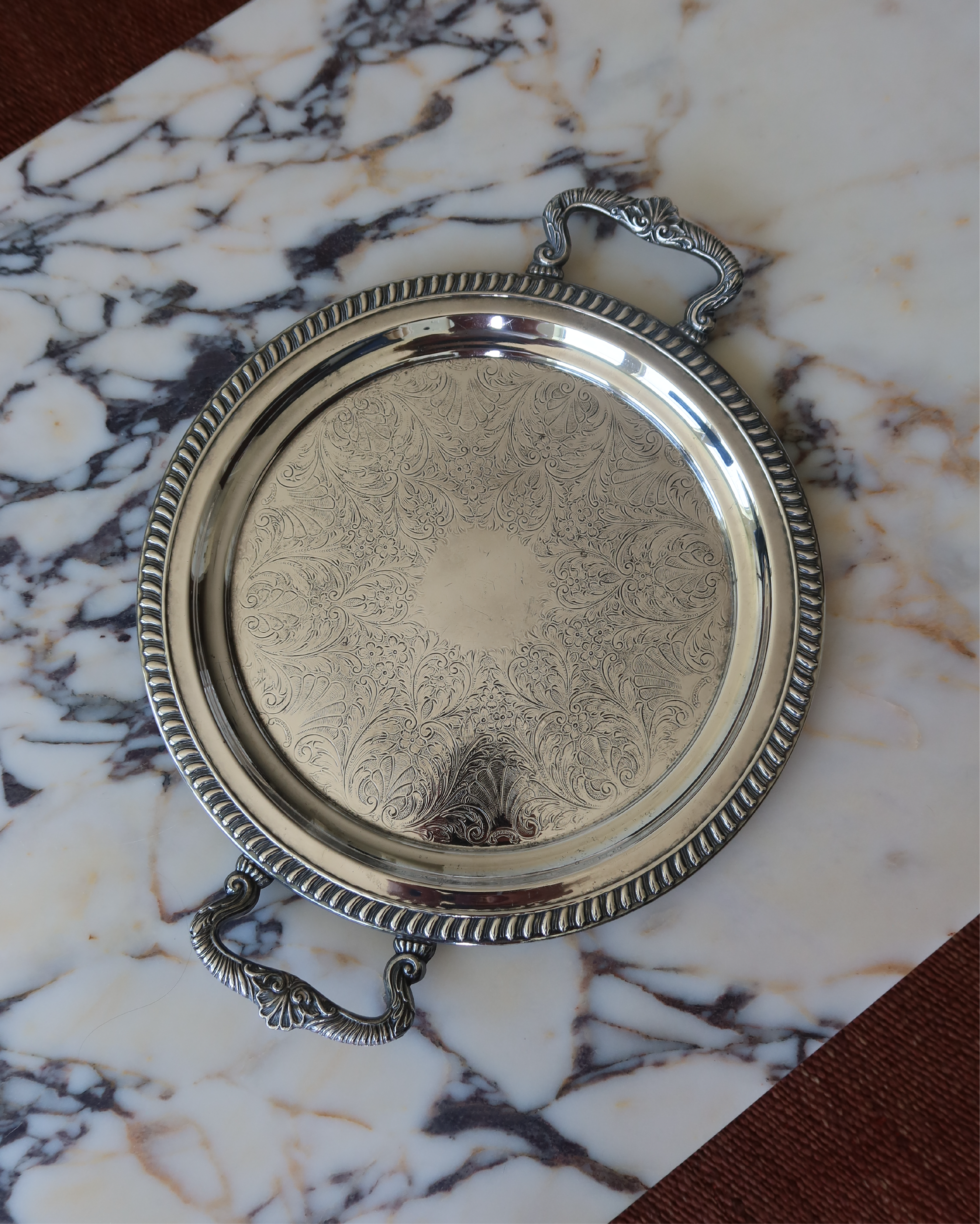 Aveline 17" Silver Tray w/ Handles