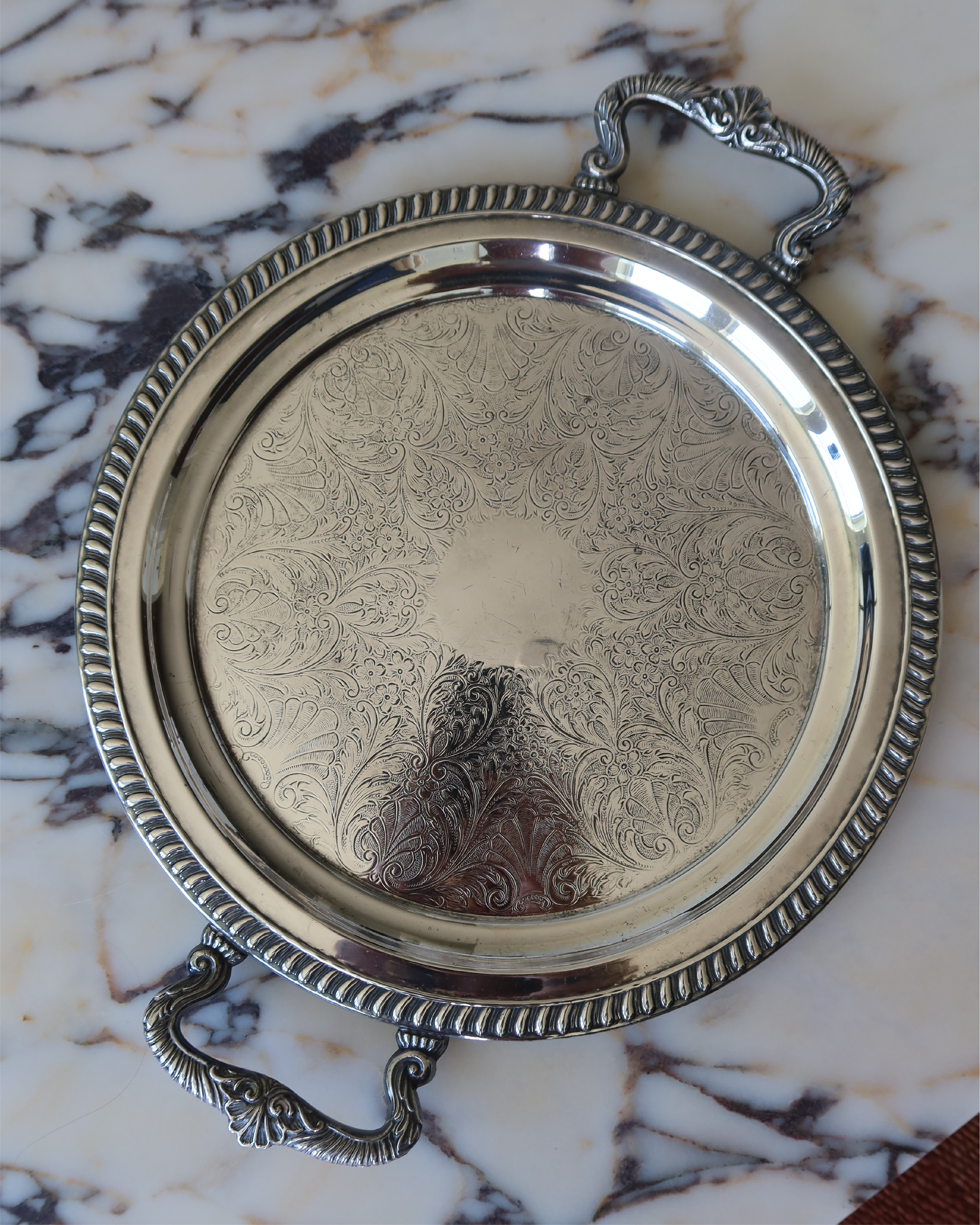Aveline 17" Silver Tray w/ Handles