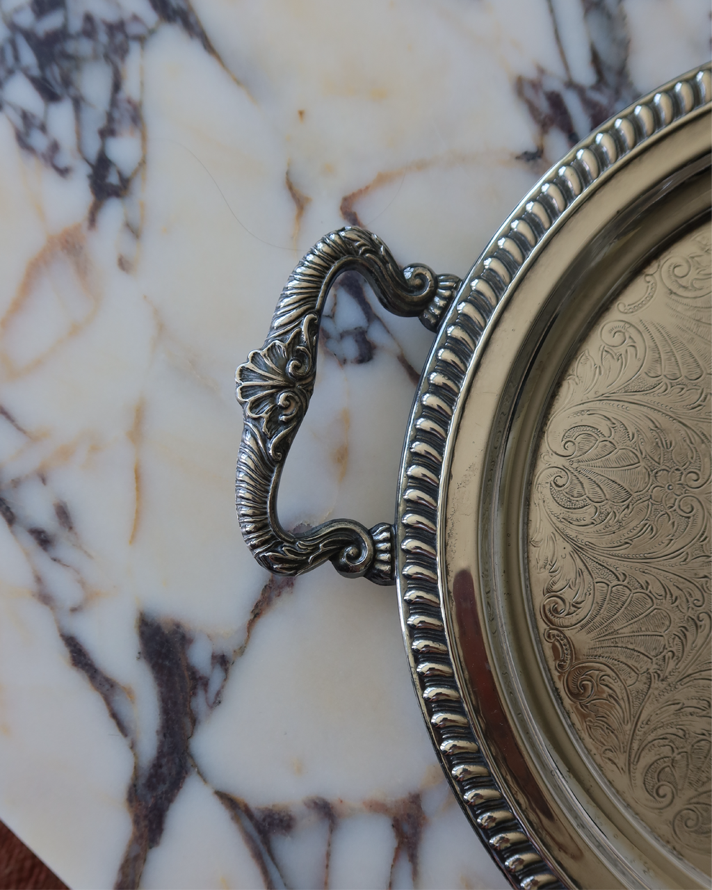 Aveline 17" Silver Tray w/ Handles