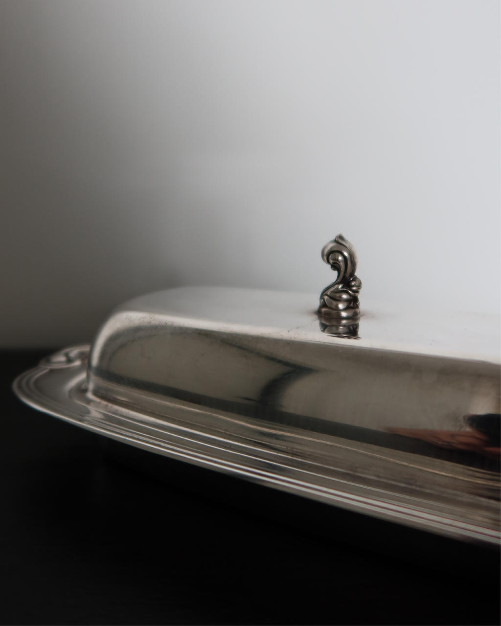 Rosalie Silver Butter Dish w/ Glass Insert