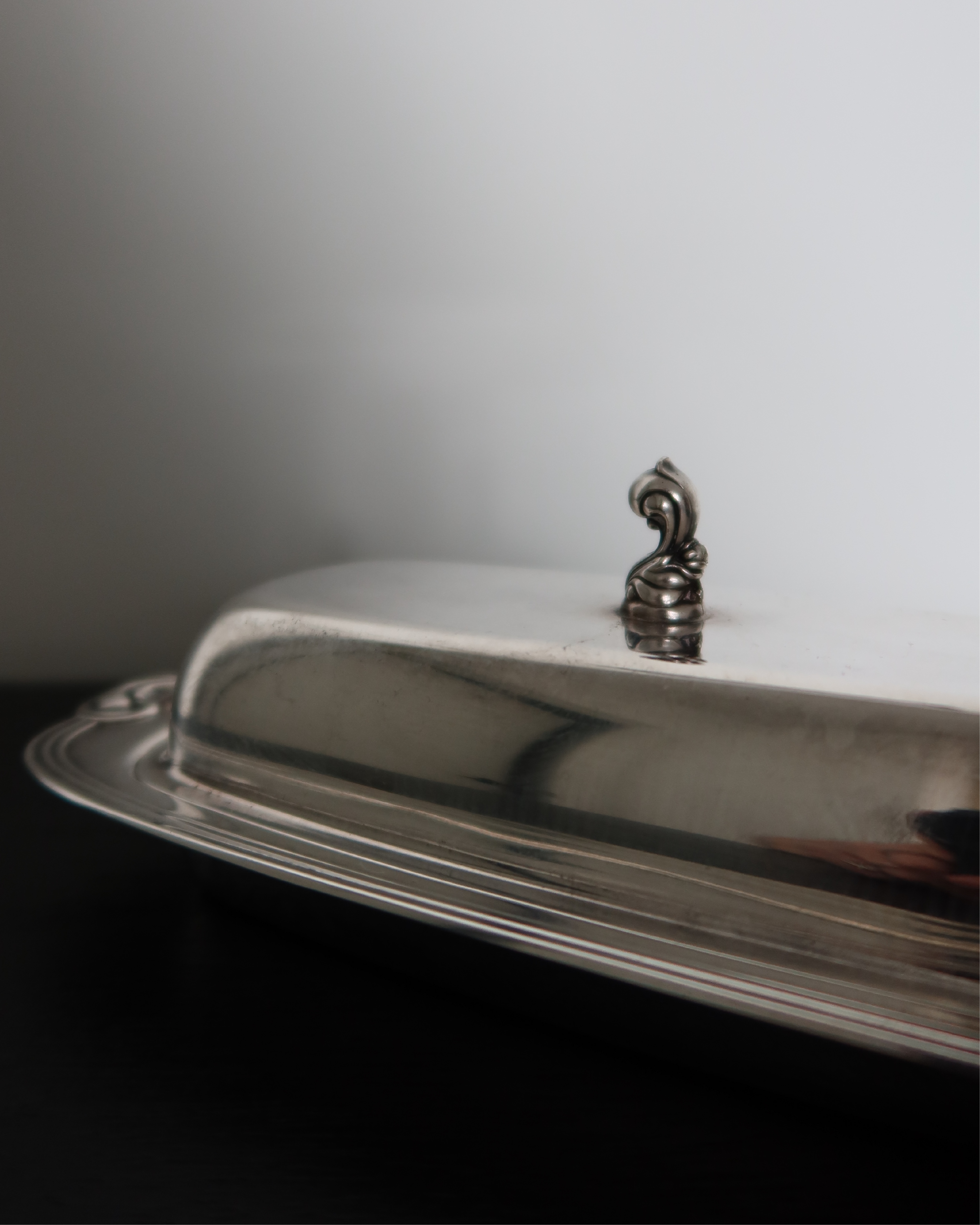 Rosalie Silver Butter Dish w/ Glass Insert