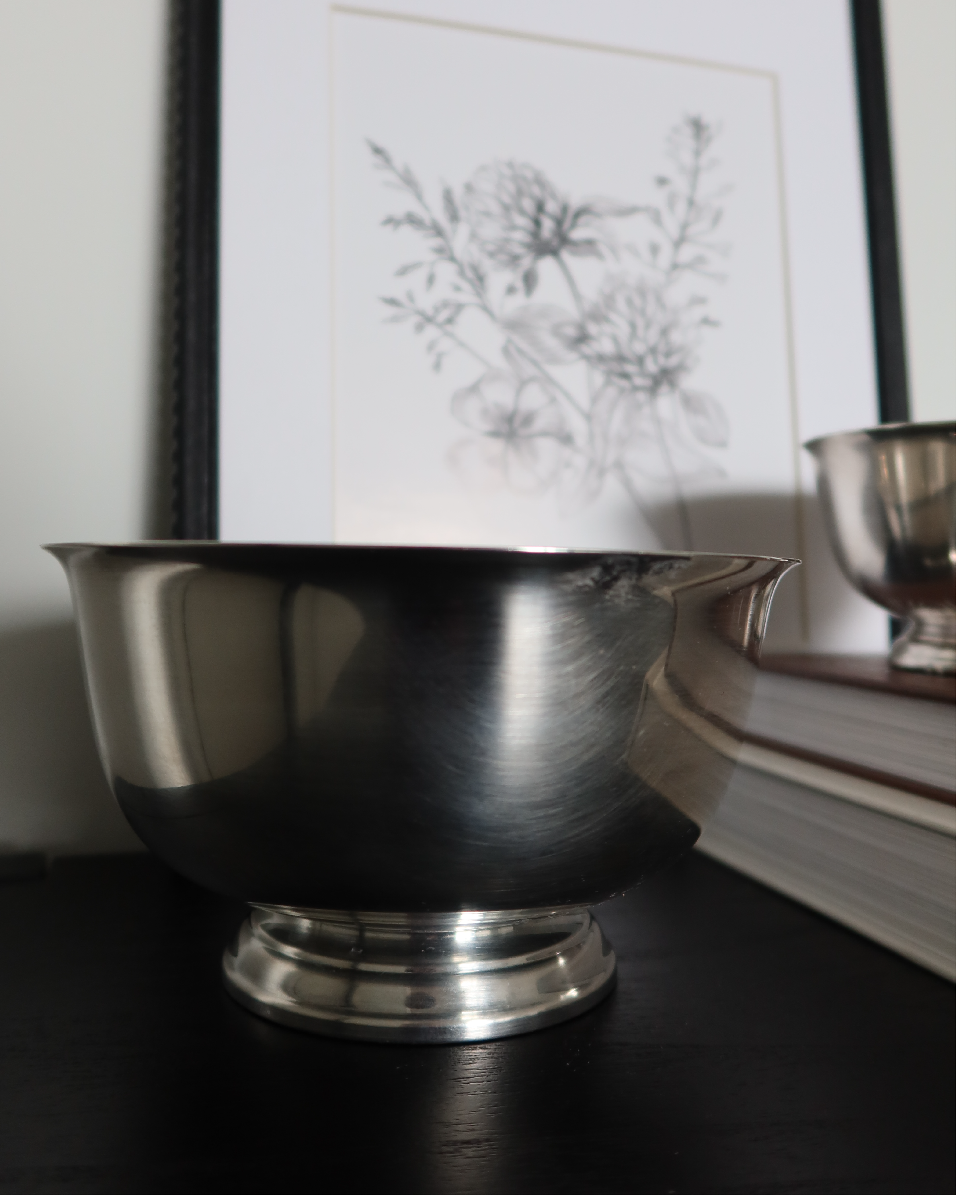 Portia 7" Silver Bowl w/ Pedestal