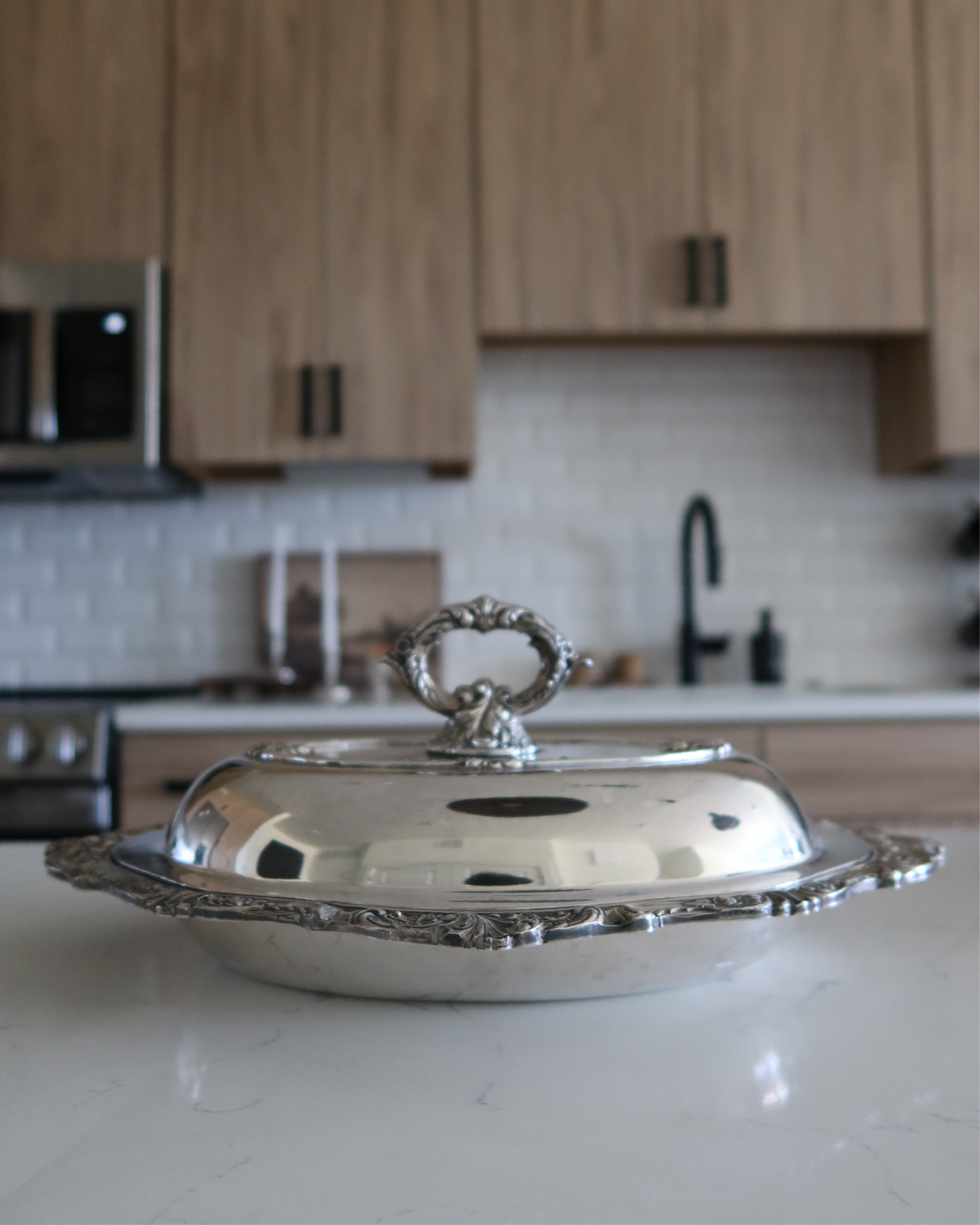 Alessia 13.5" Silver Serving Platter w/ Lid