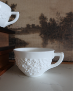 Marie Milk Glass Tea Cups, Set of 2