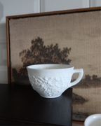 Marie Milk Glass Tea Cups, Set of 2