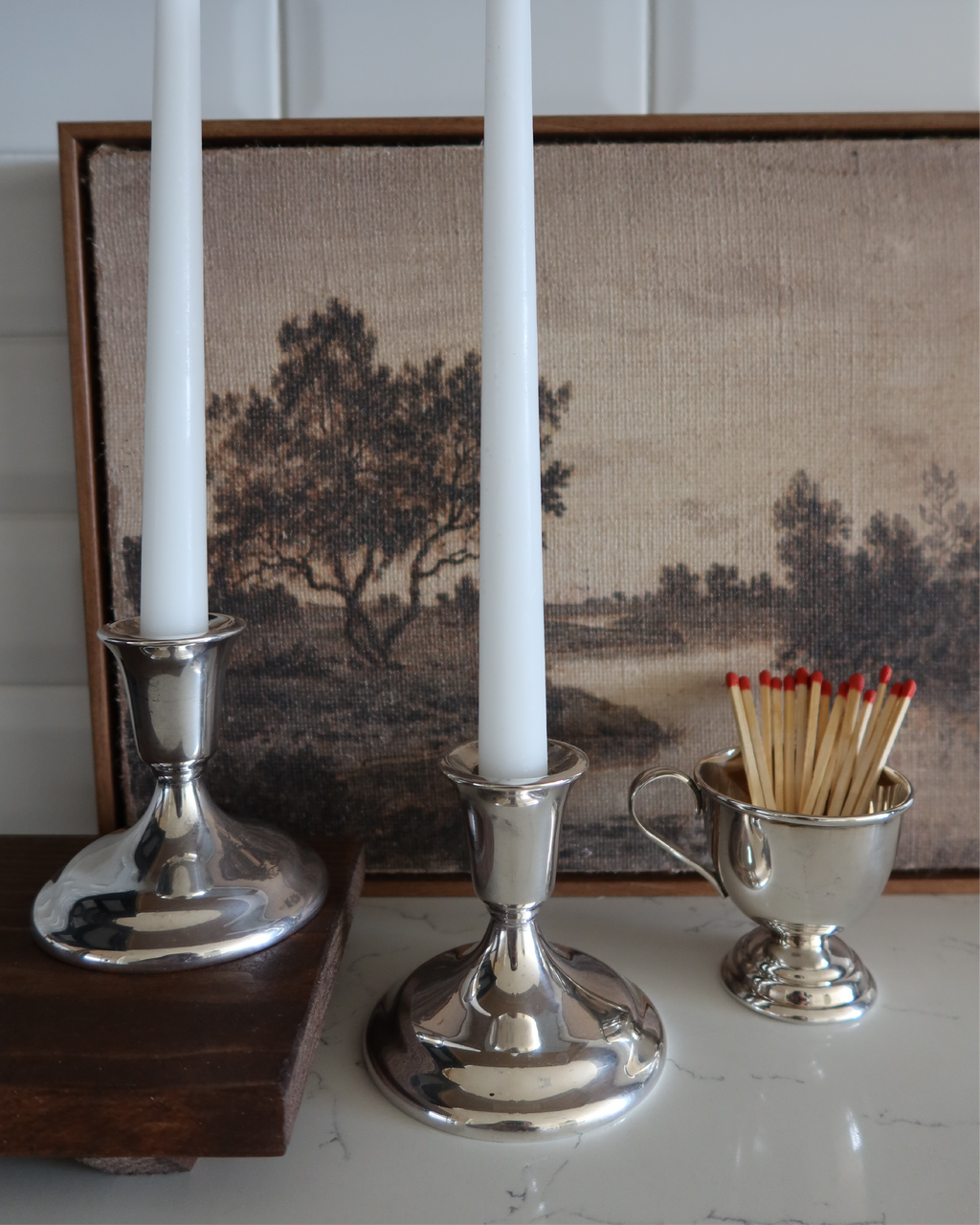 Estelle 4" Silver Candlestick, Set of 2