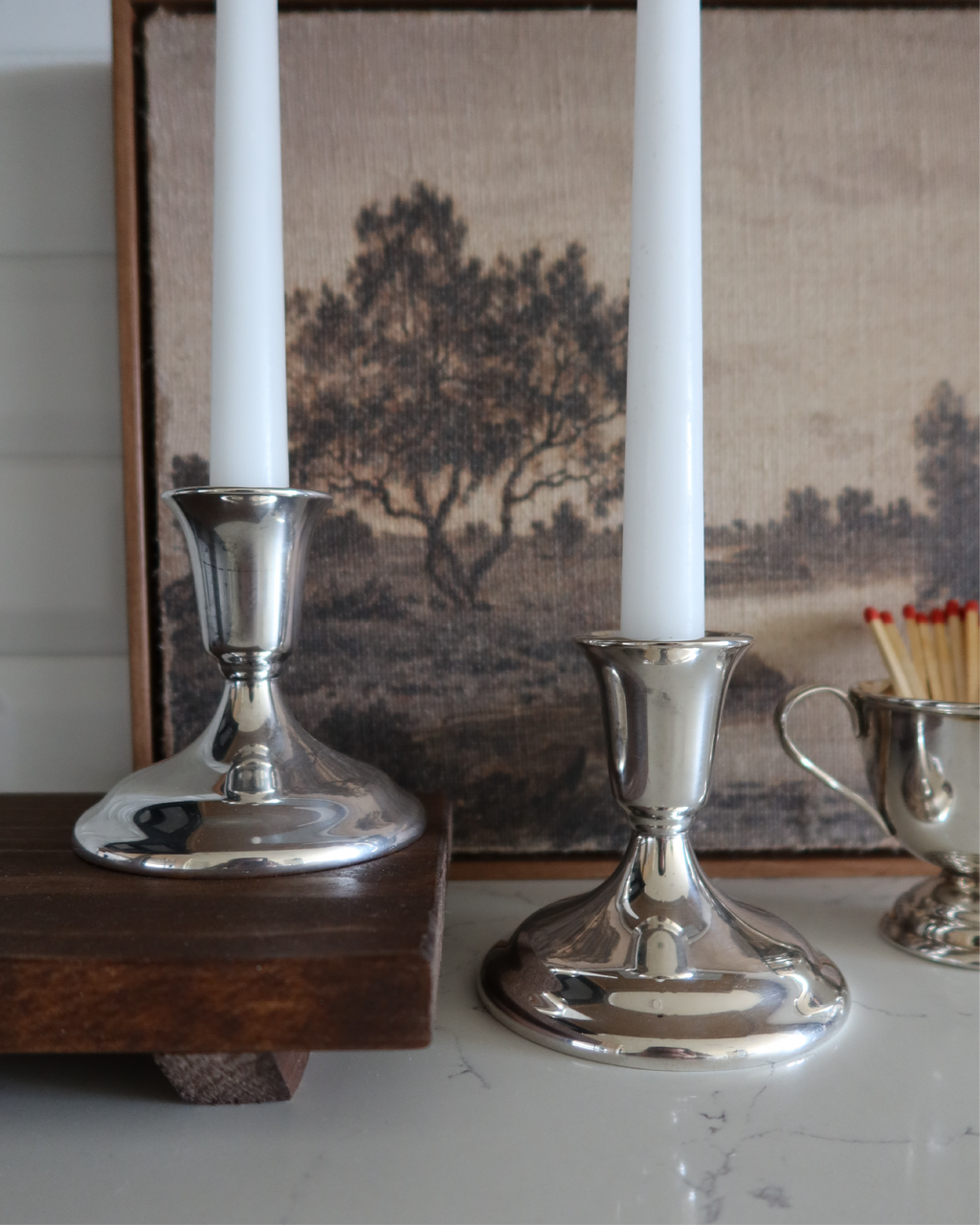 Estelle 4" Silver Candlestick, Set of 2