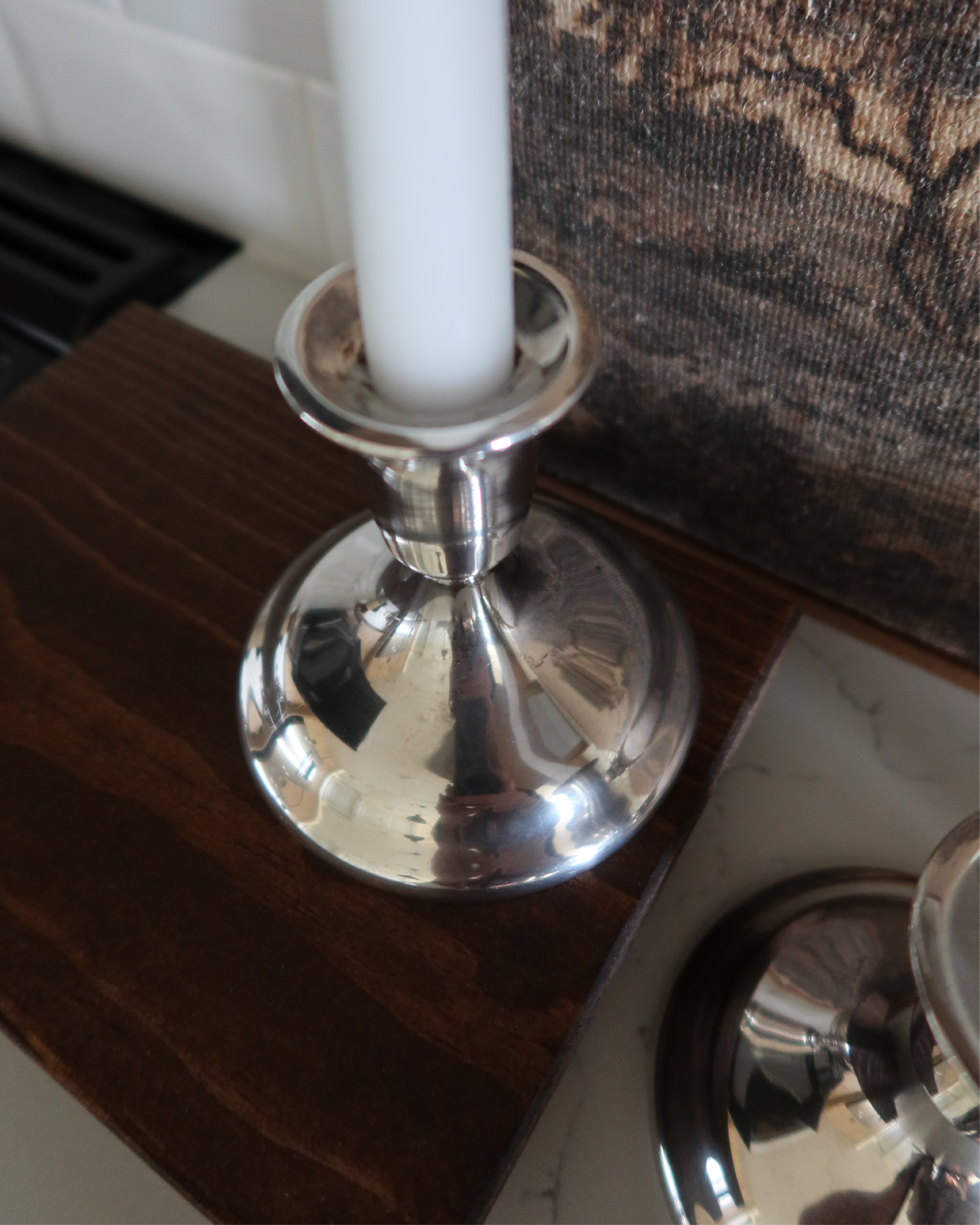 Estelle 4" Silver Candlestick, Set of 2